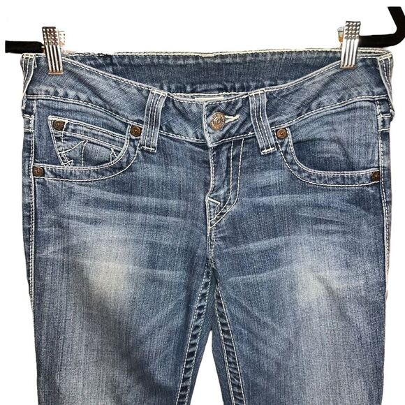 True Religion Straight Leg Jeans Womens 29 Low Rise Med Wash - Picture 3 of 14